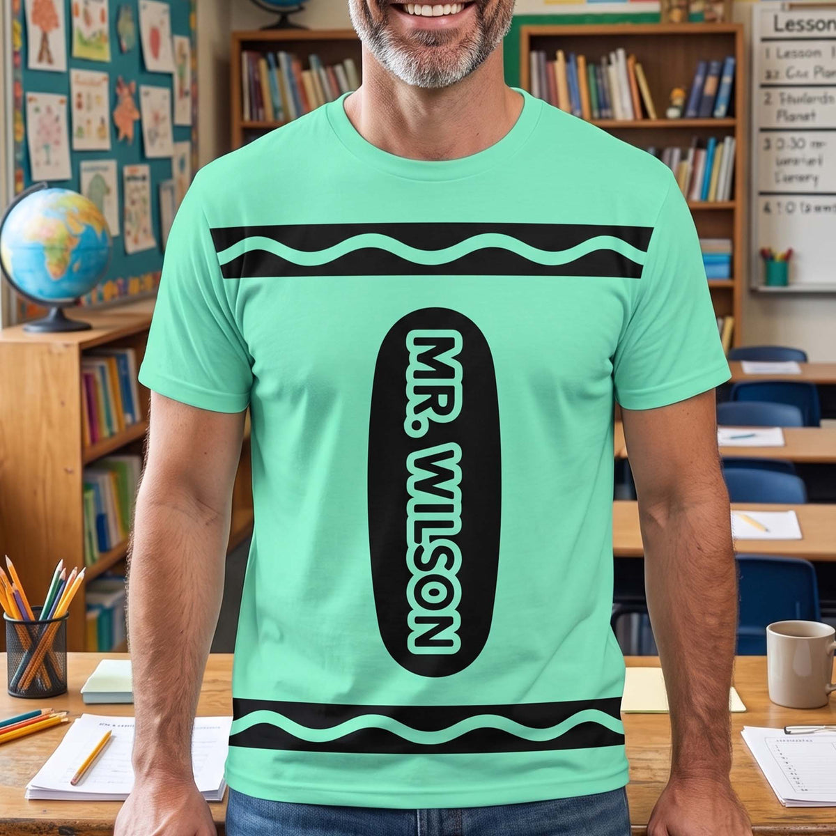 Teacher Crayon Custom Name Back To School Halloween - Personalized Shirt
