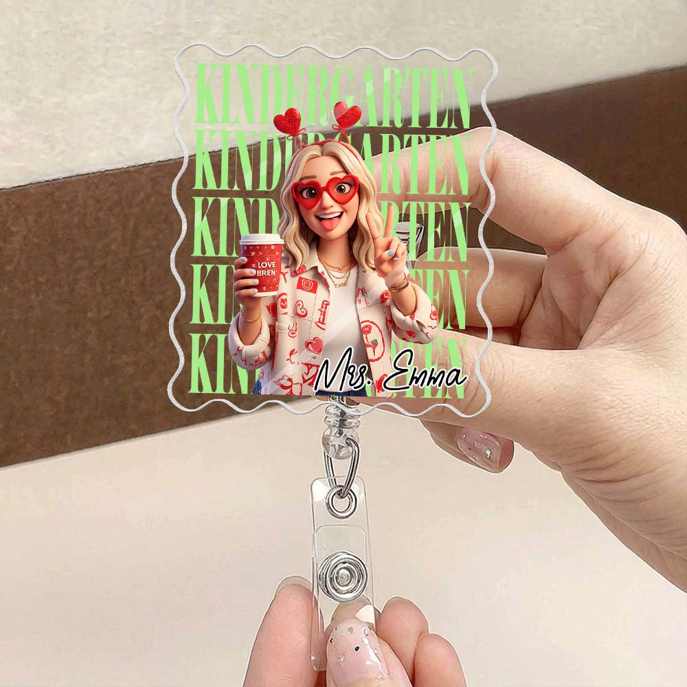 Teacher Custom Cartoon Style Gift For Teacher Coworkers - Personalized Acrylic Badge Reel