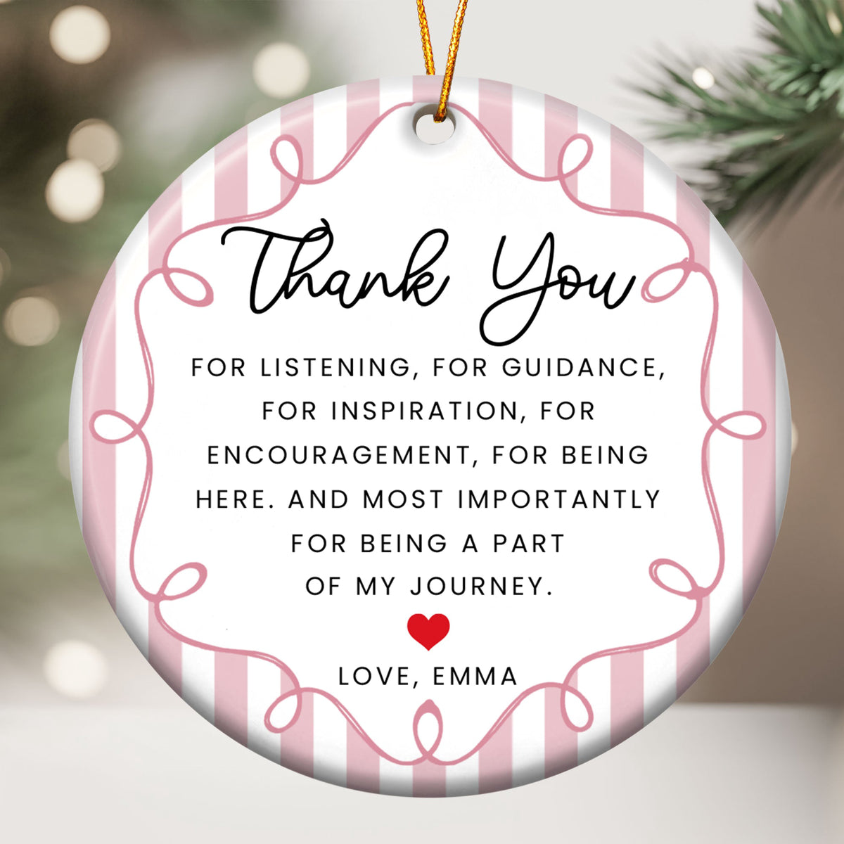 Thank You Gifts Christmas Ornament Striped Patterns - Personalized Ornament