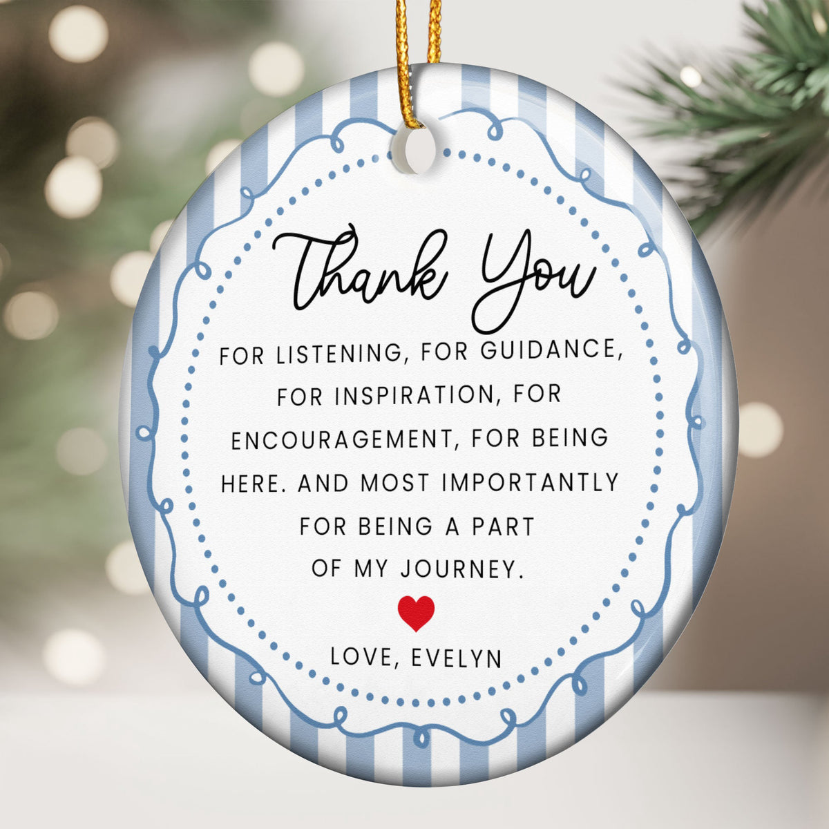 Thank You Gifts Christmas Ornament Striped Patterns - Personalized Ornament