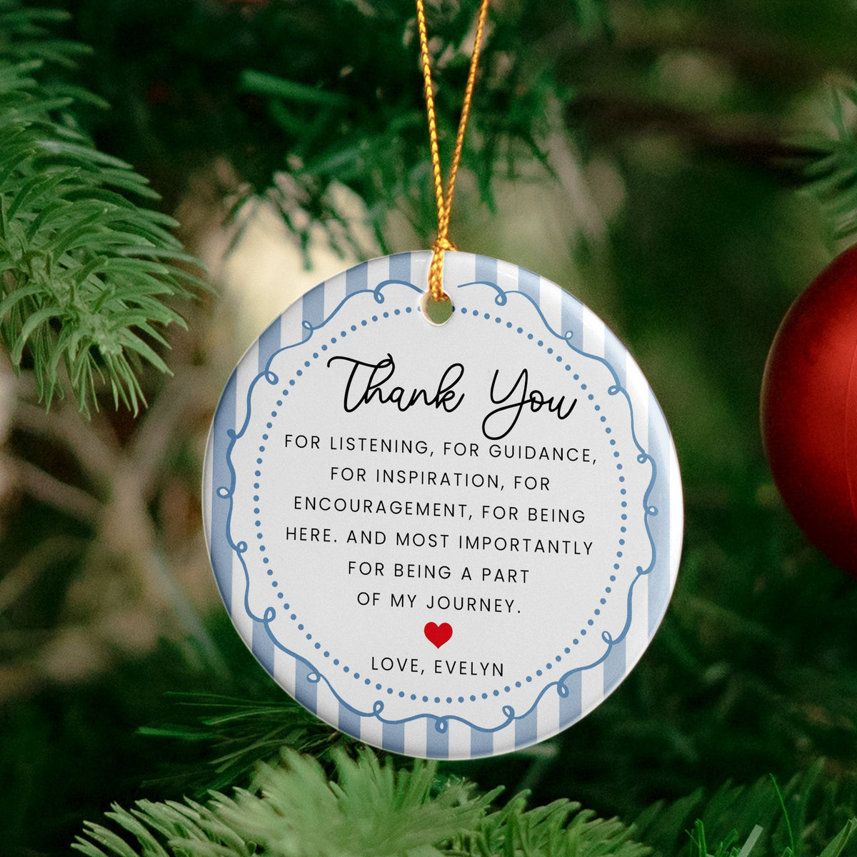 Thank You Gifts Christmas Ornament Striped Patterns - Personalized Ornament