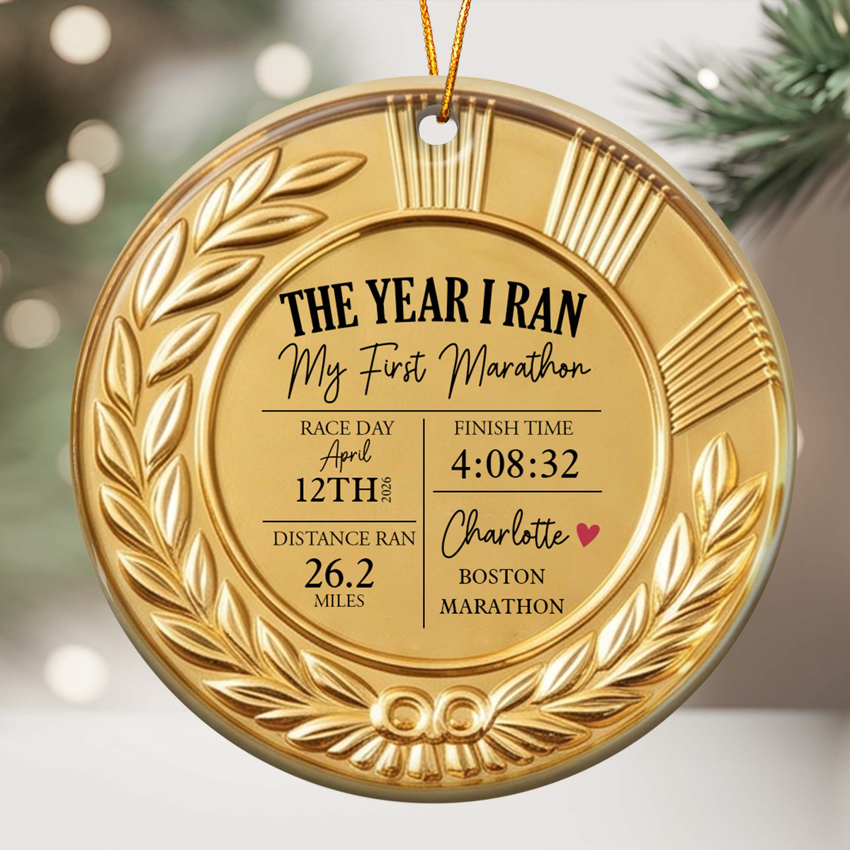 The Year I Ran My First Marathon - Personalized Ornament