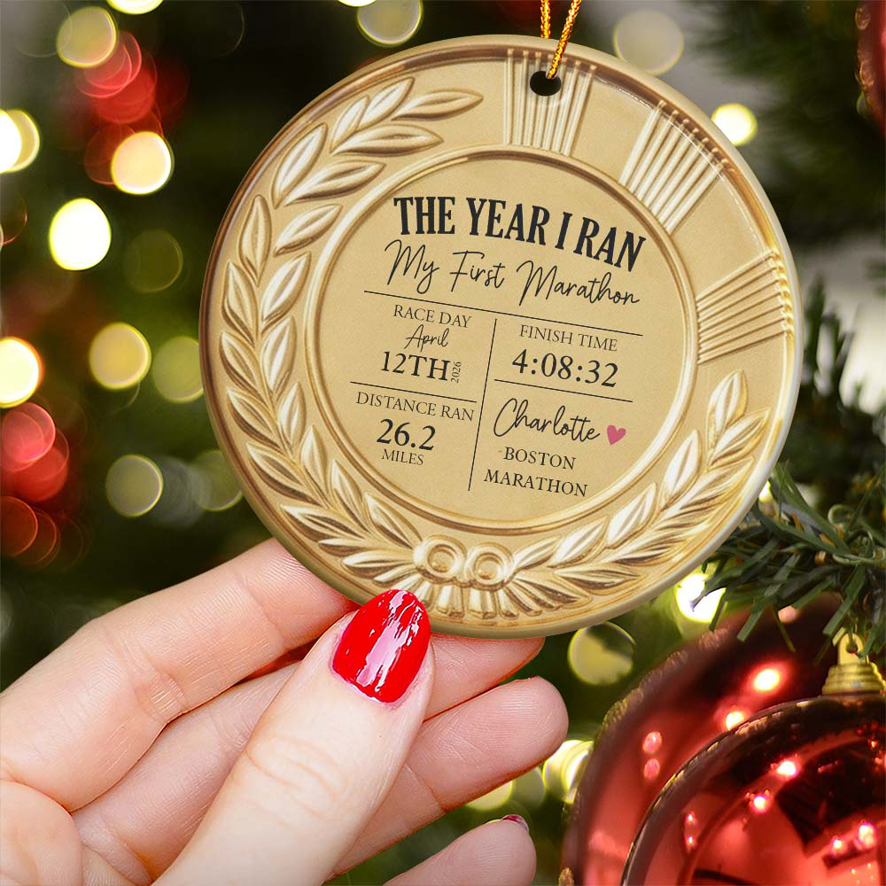 The Year I Ran My First Marathon - Personalized Ornament