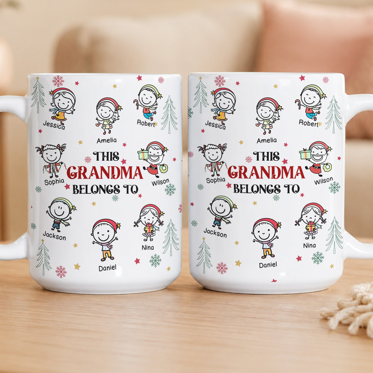 This Grandma Belongs To Doodle Christmas - Personalized Mug