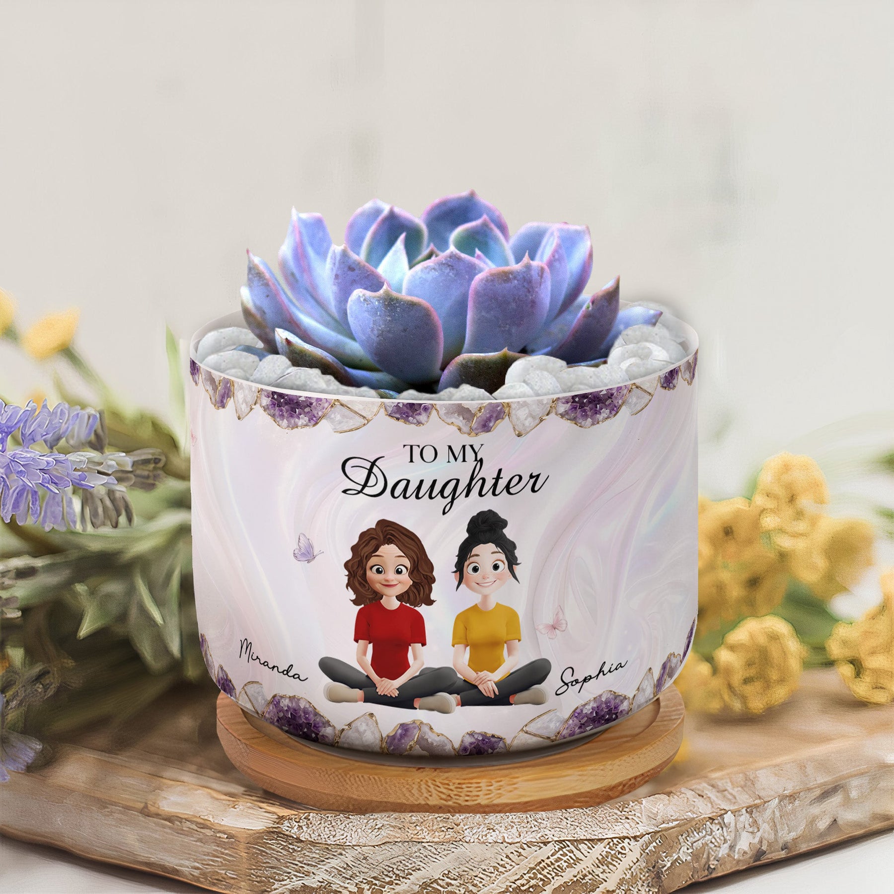 To My Daughter Gift For Daughter, Granddaughter, Flower Lover - Personalized Plant Pot