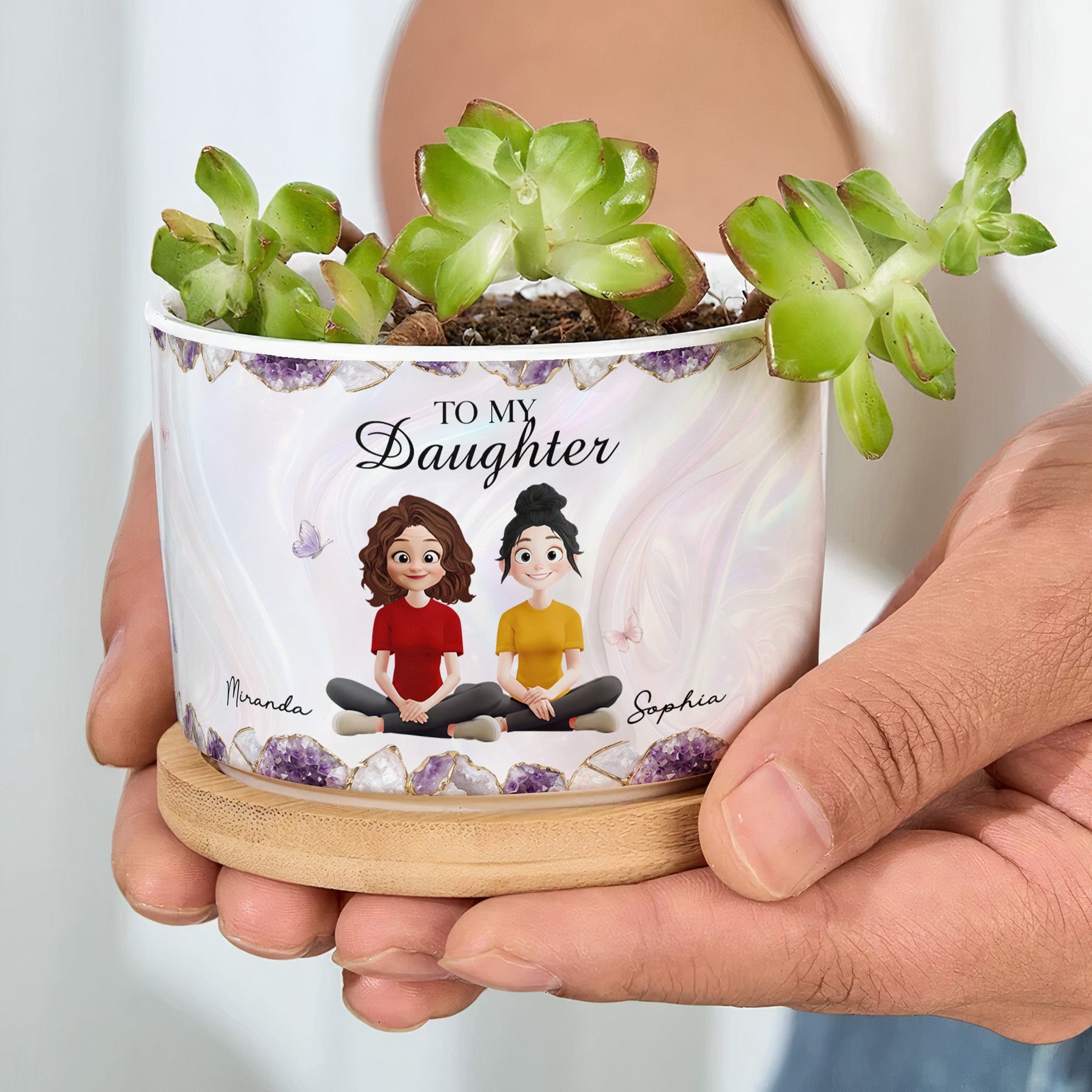 To My Daughter Gift For Daughter, Granddaughter, Flower Lover - Personalized Plant Pot