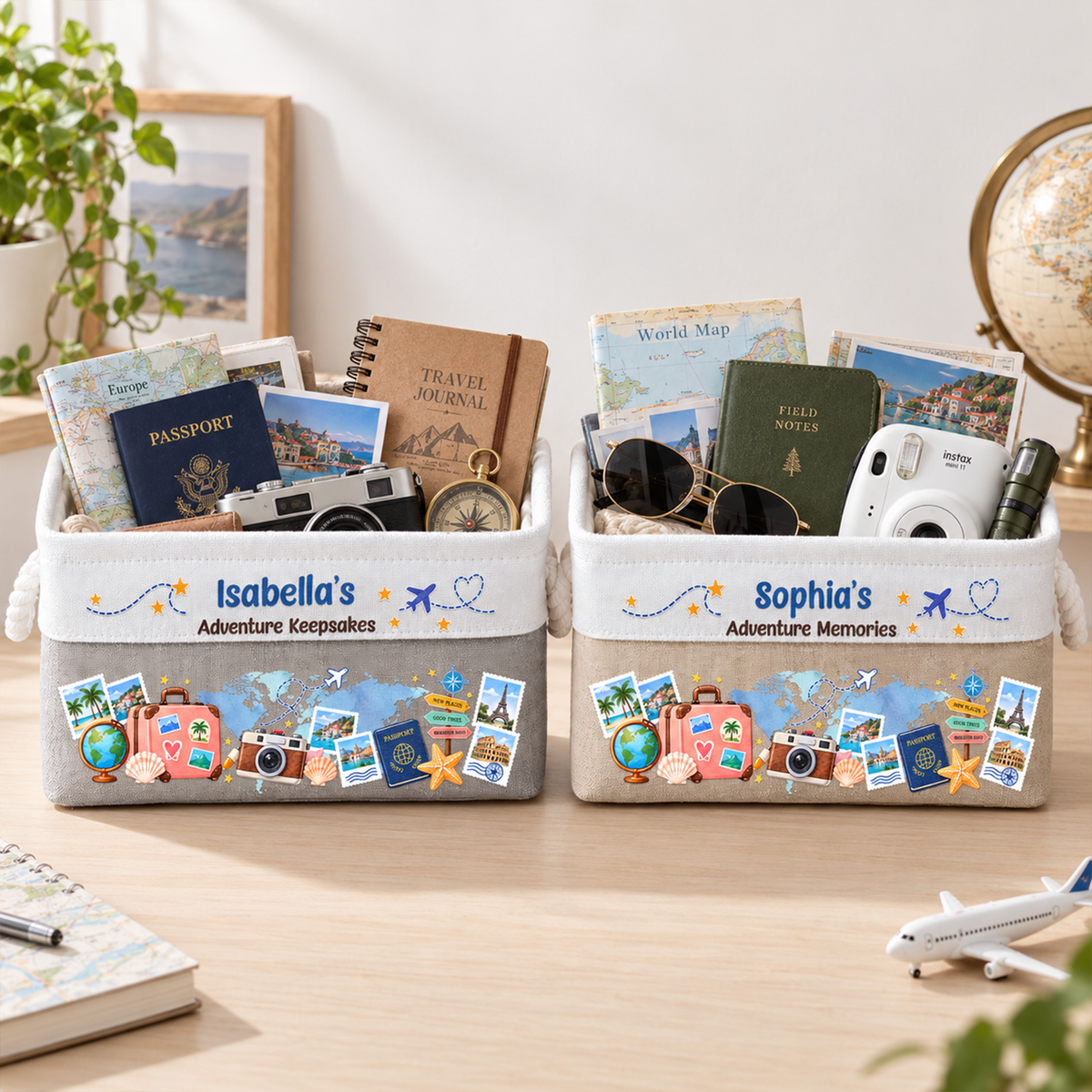 Traveling Memories Adventure Basket, Souvenir & Essentials - Personalized Storage Basket