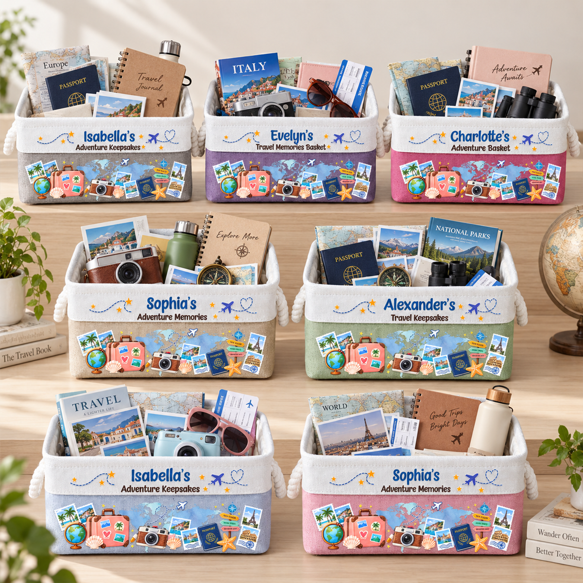 Traveling Memories Adventure Basket, Souvenir & Essentials - Personalized Storage Basket