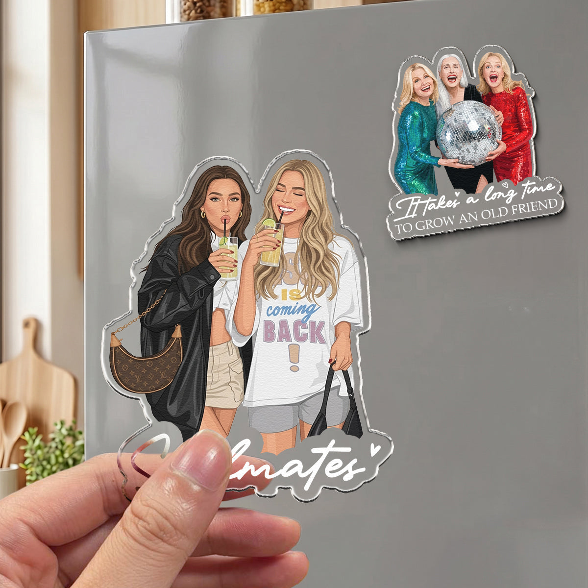 Turn Photo Into Art Friendship Gifts - A True Friendship Is A Journey Without An End - Personalized Magnet