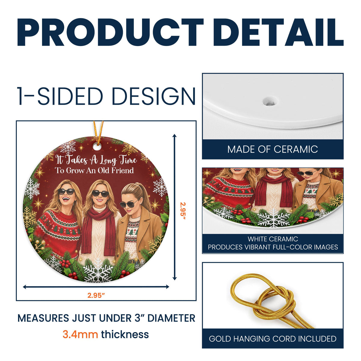 Turn Your Photo Into Art - Thank You Friendship Christmas Gifts - Personalized Ornament