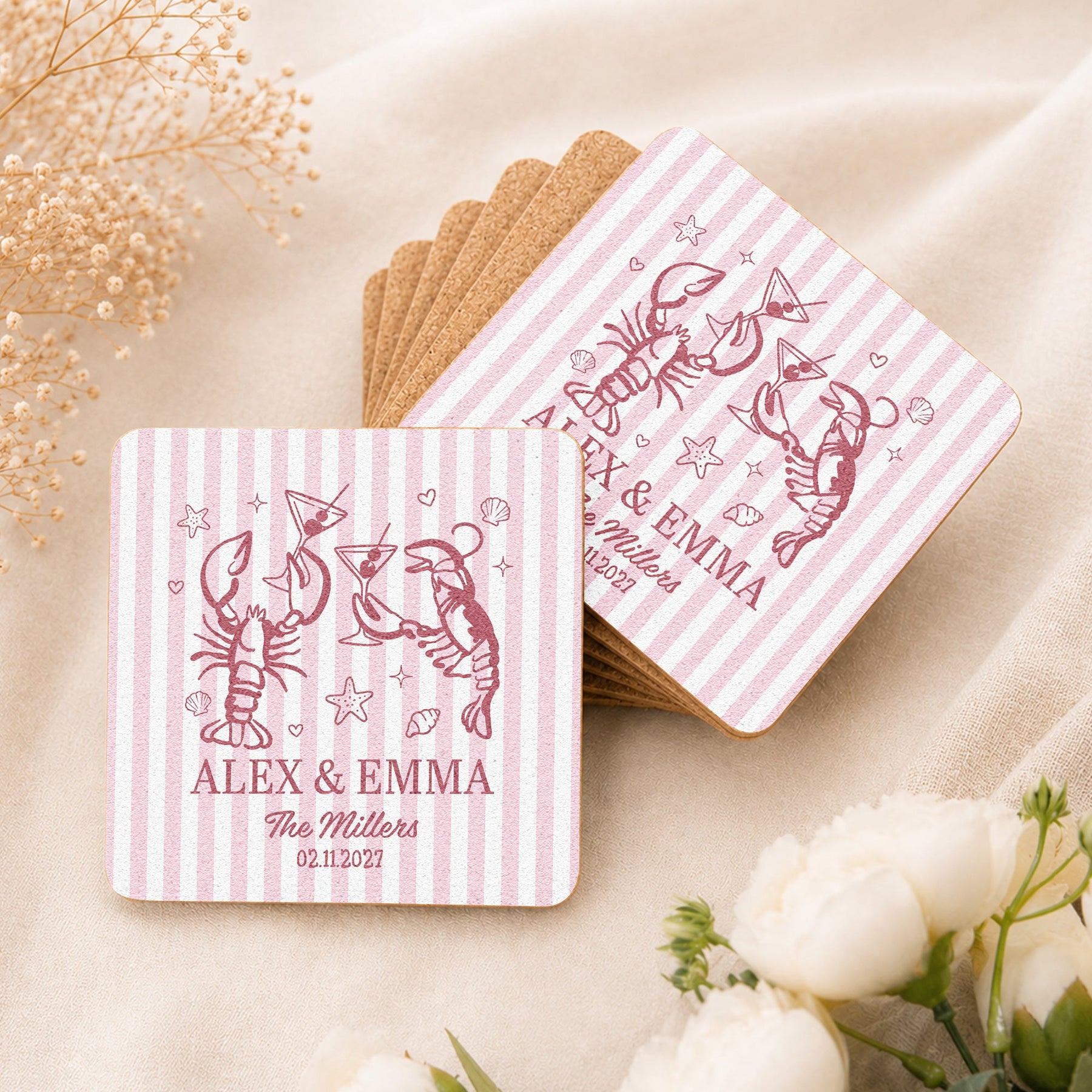 Wedding Decorations & Favors Custom Couple's Names New Version - Personalized Coasters