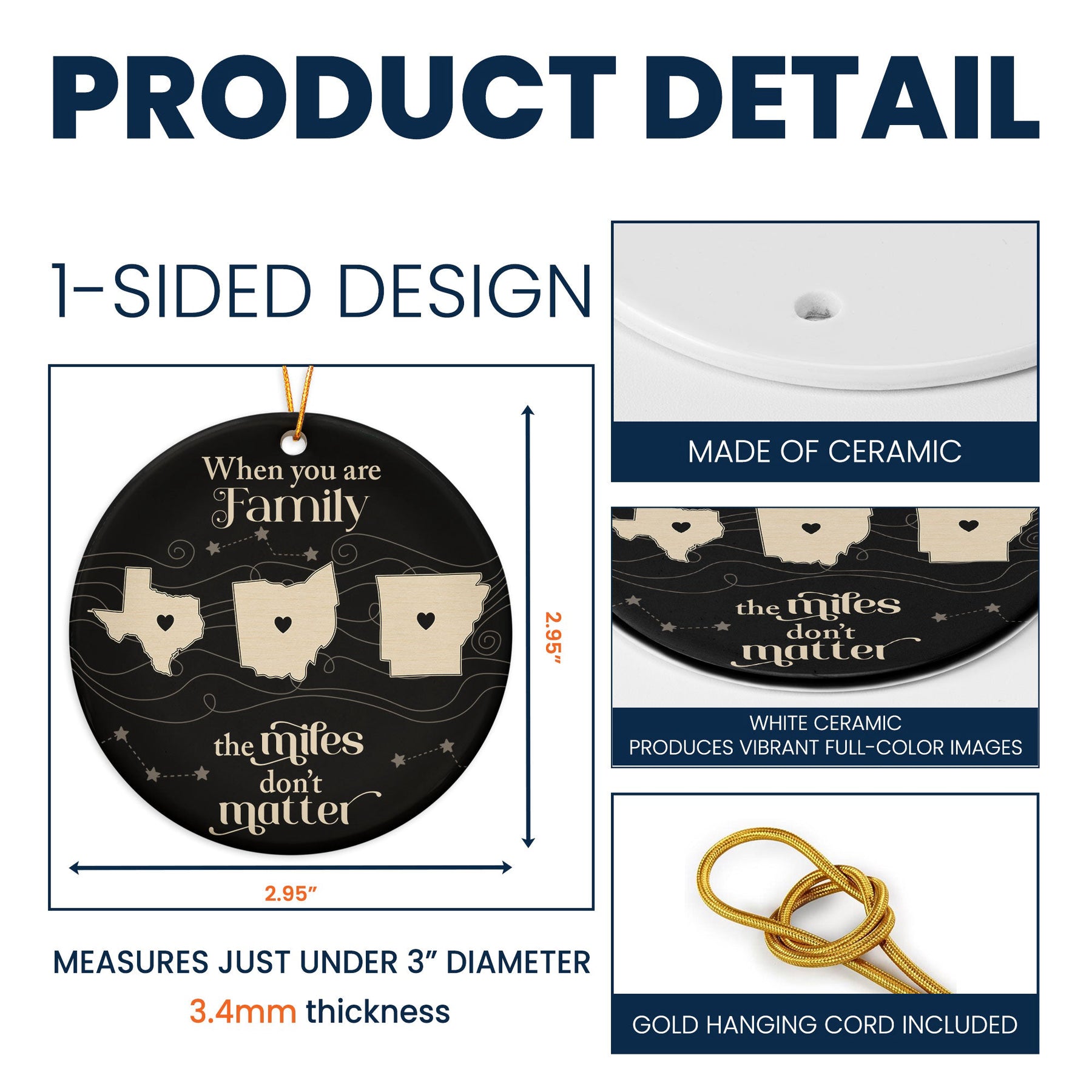 When You Are Family The Miles Don't Matter Long Distance Relationship Christmas - Personalized Ornament